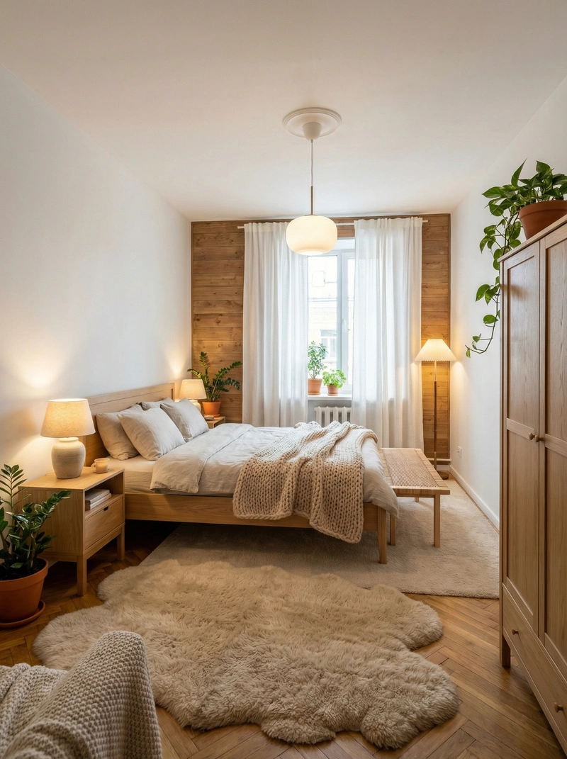 Дизайн интерьера в стиле Хюгге — Спальня от нейросети RoomGPT