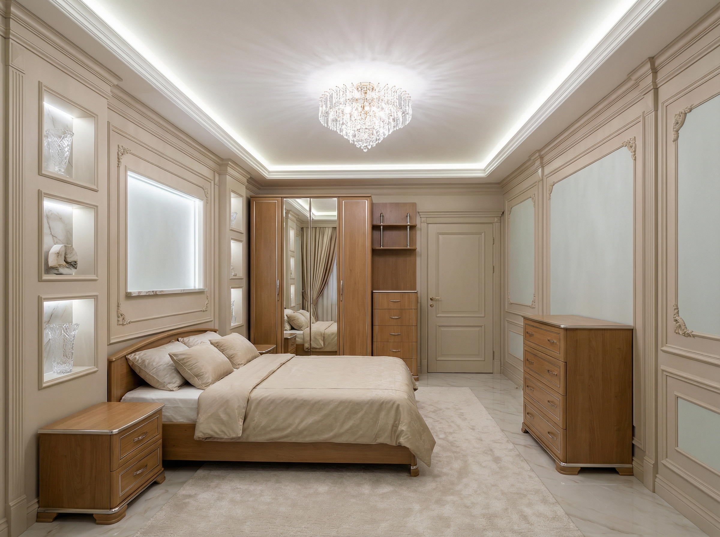 Дизайн спальни в стиле Классика — фото интерьера от нейросети RoomGPT