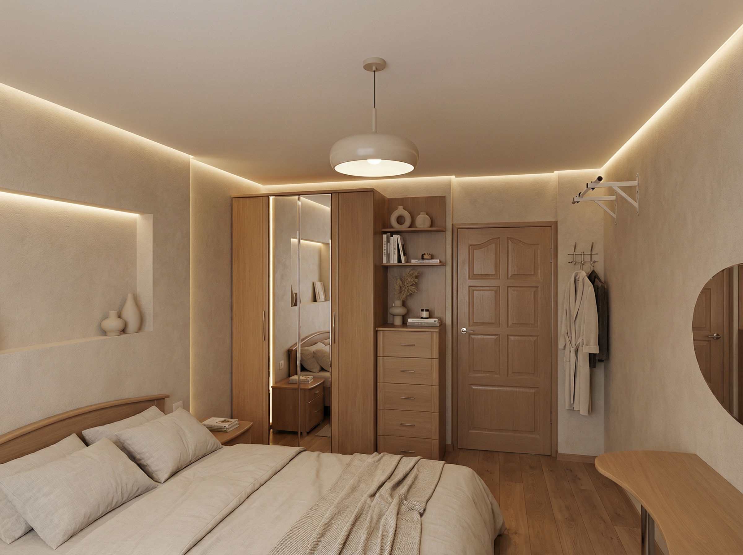 Дизайн спальни в стиле Минимализм — фото интерьера от нейросети RoomGPT