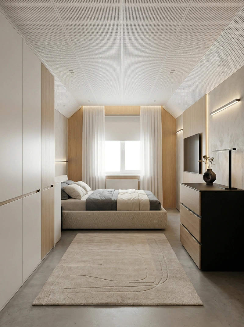 Дизайн спальни в стиле Минимализм — фото интерьера от нейросети RoomGPT