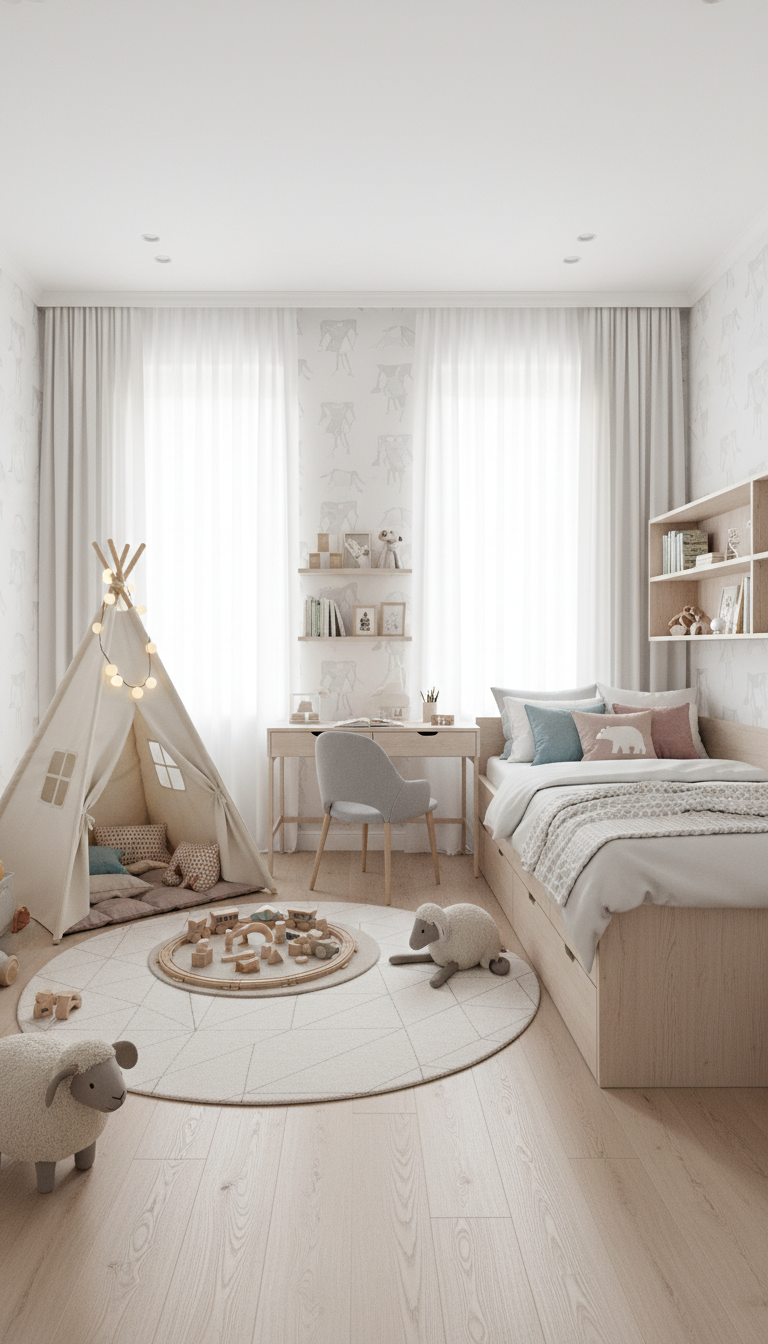 Дизайн детской в стиле Хюгге — фото интерьера от нейросети RoomGPT