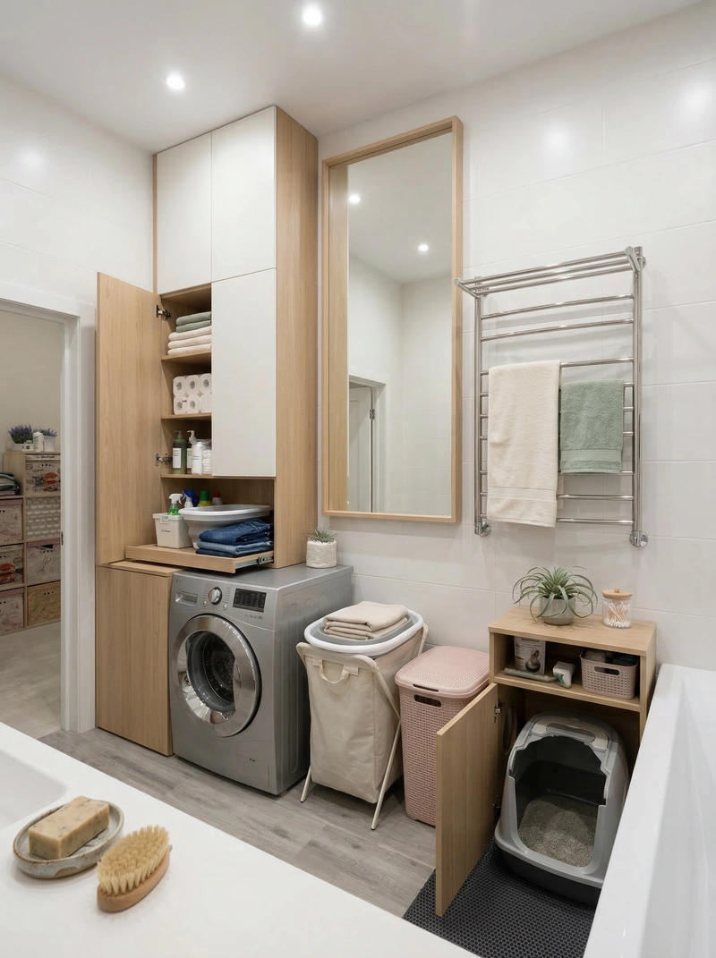 Дизайн ванной в стиле Сканди — фото интерьера от нейросети RoomGPT