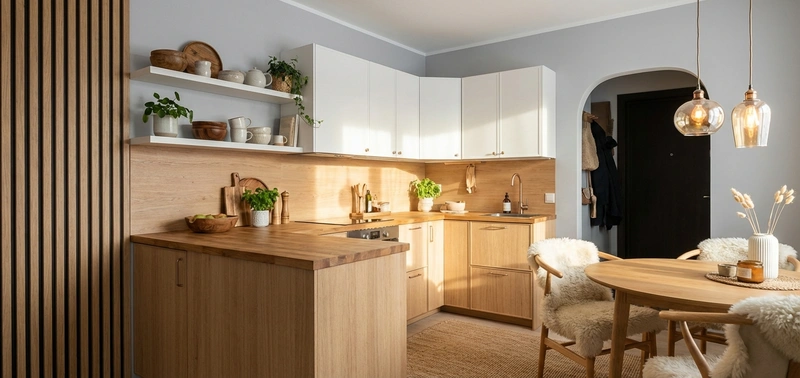 Дизайн интерьера в стиле Хюгге — Кухня от нейросети RoomGPT