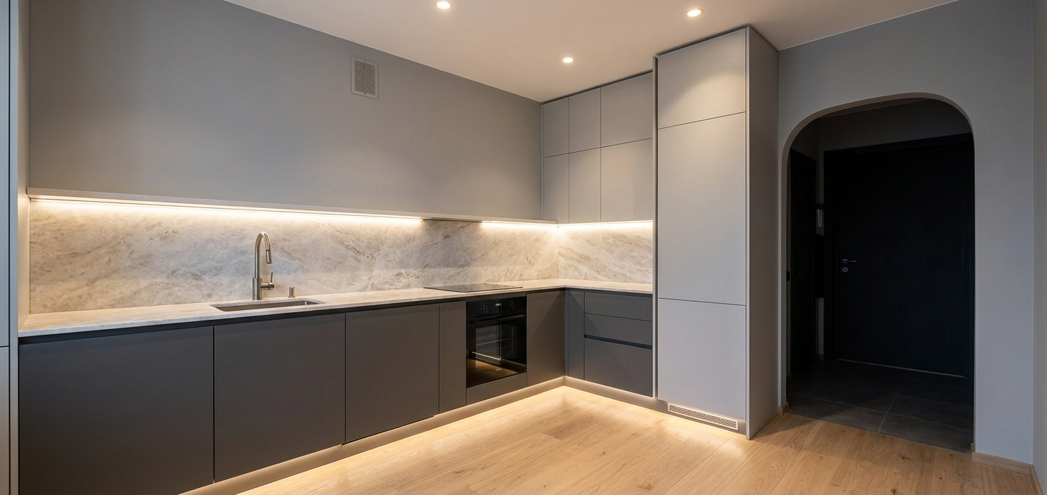 Дизайн кухни в стиле Минимализм — фото интерьера от нейросети RoomGPT