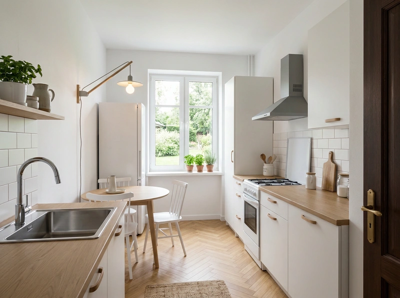 Дизайн интерьера в стиле Сканди — Кухня от нейросети RoomGPT