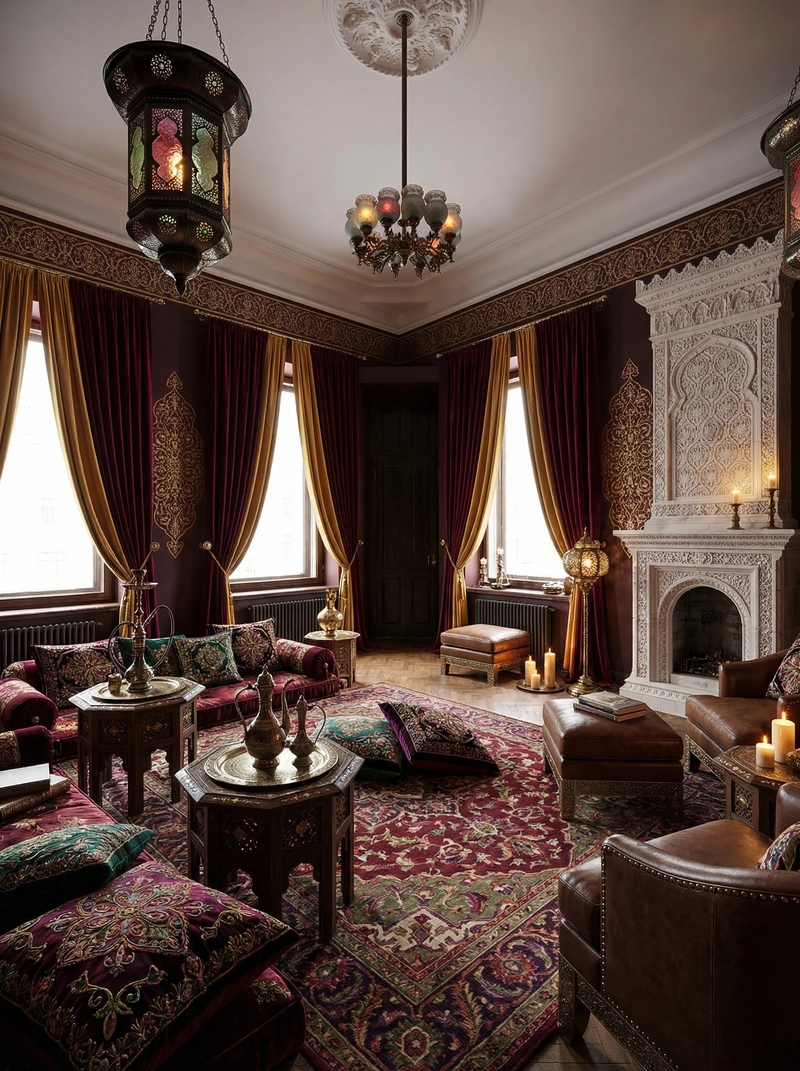 Дизайн гостиной в стиле Блэктэк — фото интерьера от нейросети RoomGPT