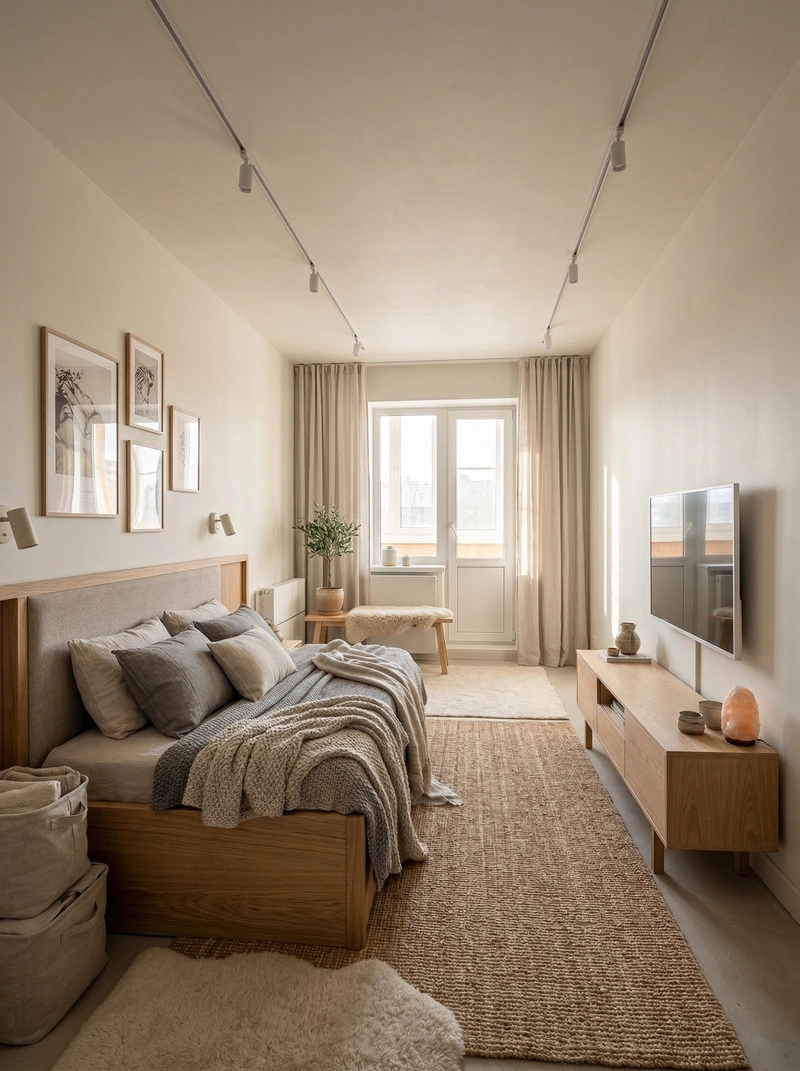 Дизайн спальни в стиле Хюгге — фото интерьера от нейросети RoomGPT