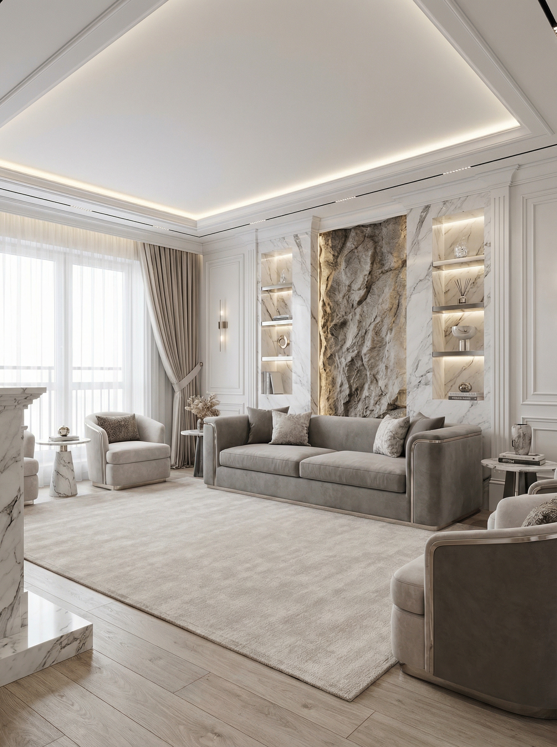 Дизайн гостиной в стиле Классика — фото интерьера от нейросети RoomGPT