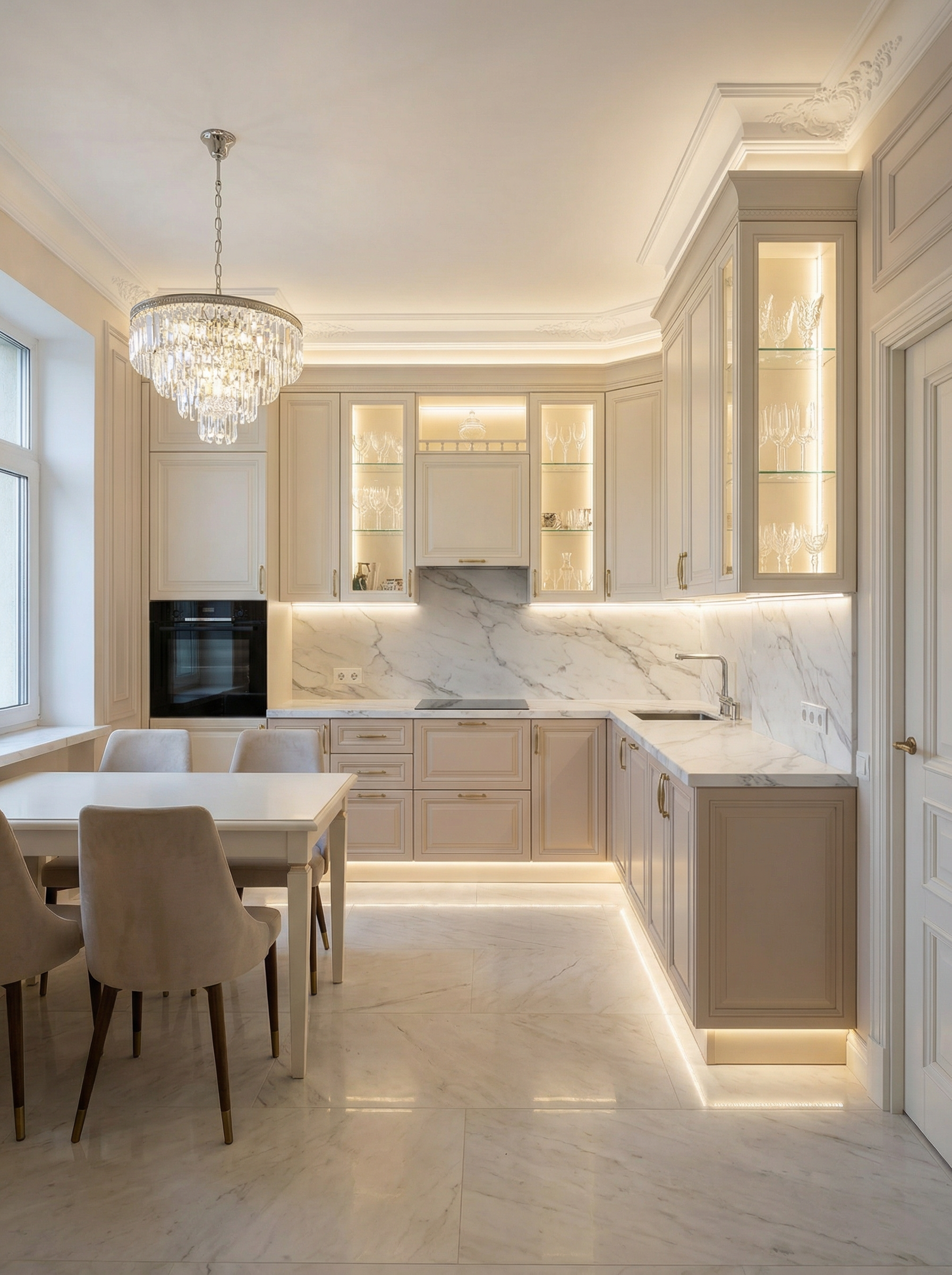 Дизайн кухни в стиле Классика — фото интерьера от нейросети RoomGPT