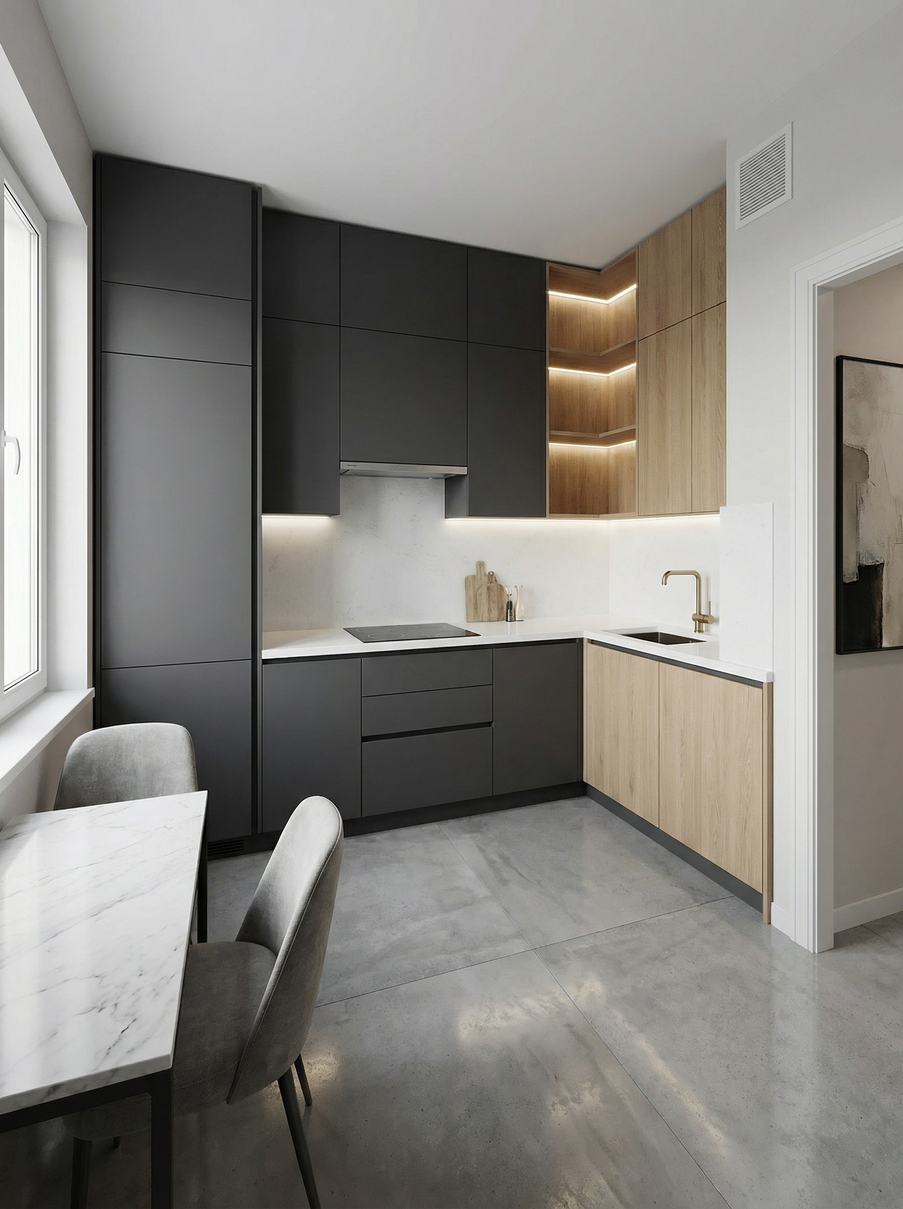 Дизайн кухни в стиле Минимализм — фото интерьера от нейросети RoomGPT