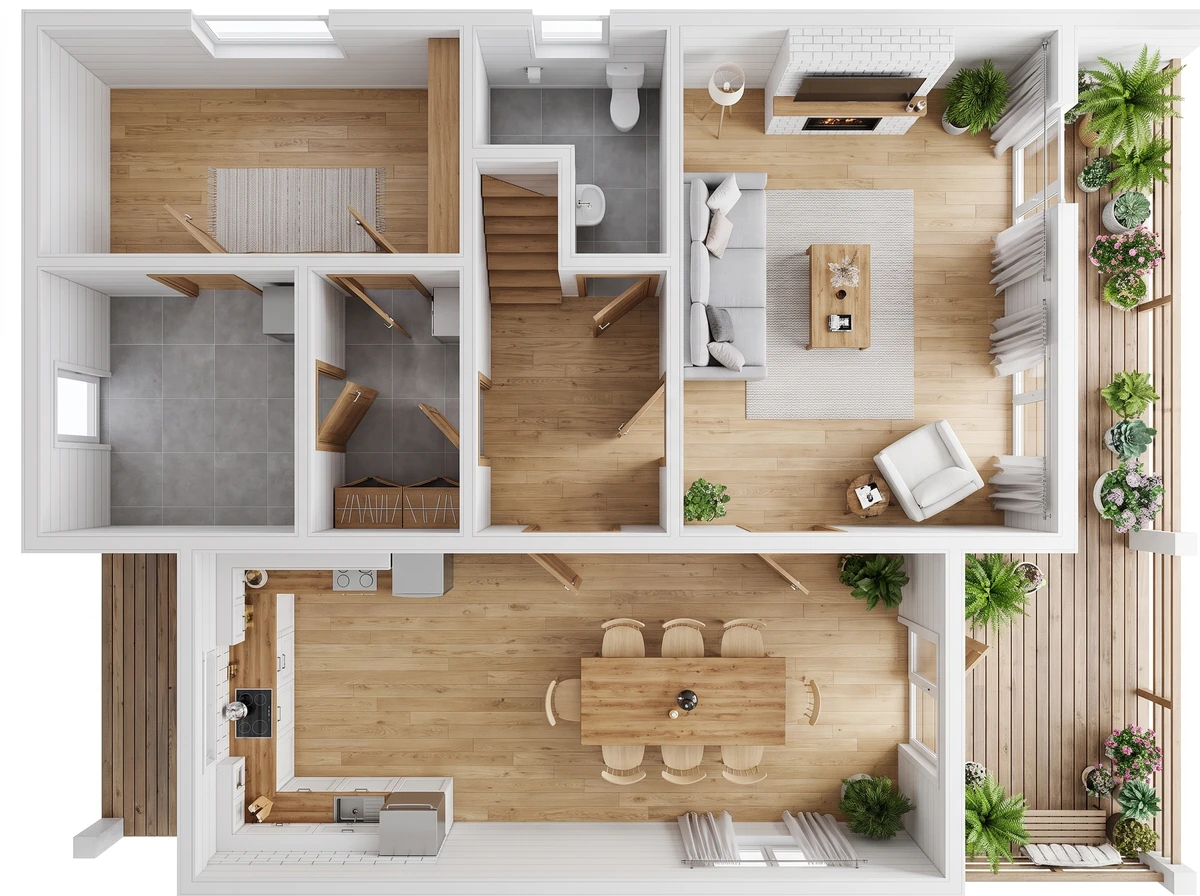 Дизайн гостиной в стиле Сканди — фото интерьера от нейросети RoomGPT