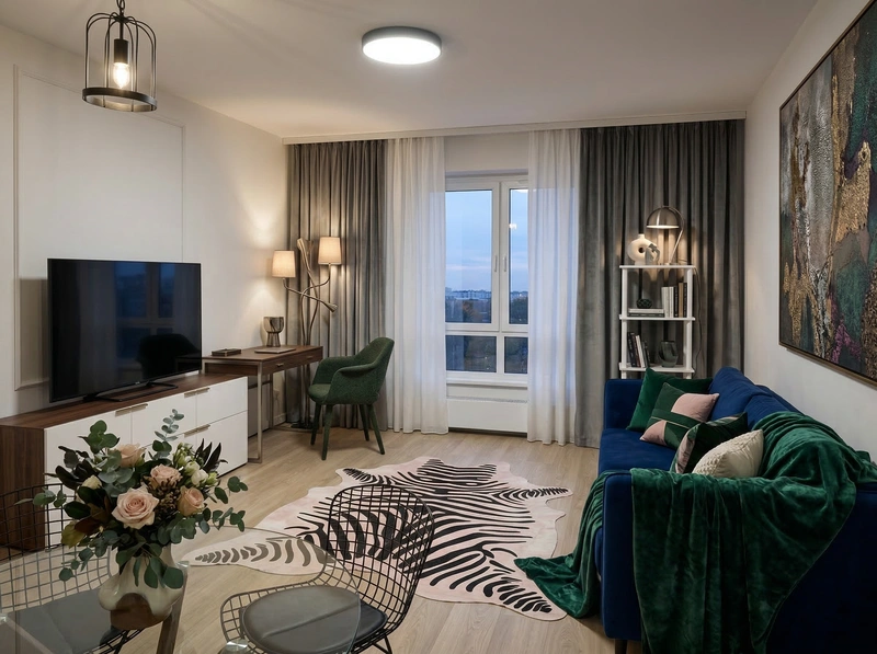 Дизайн гостиной в стиле Эклектика — фото интерьера от нейросети RoomGPT