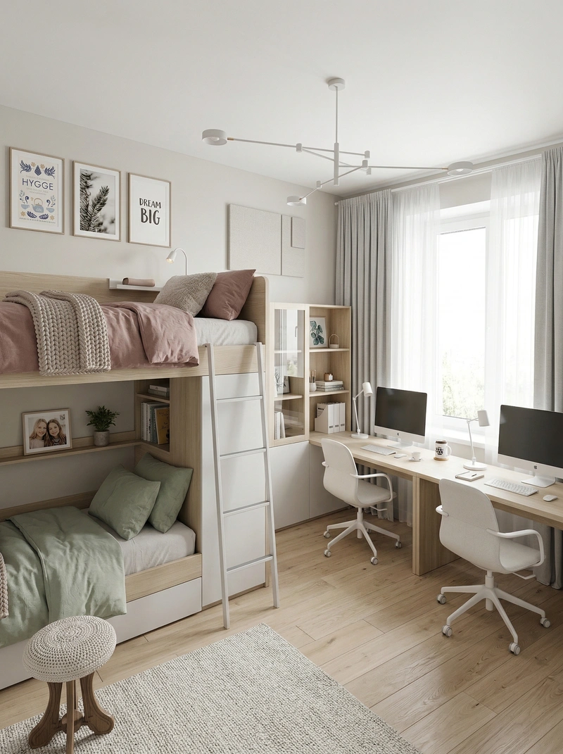 Дизайн спальни в стиле Сканди — фото интерьера от нейросети RoomGPT