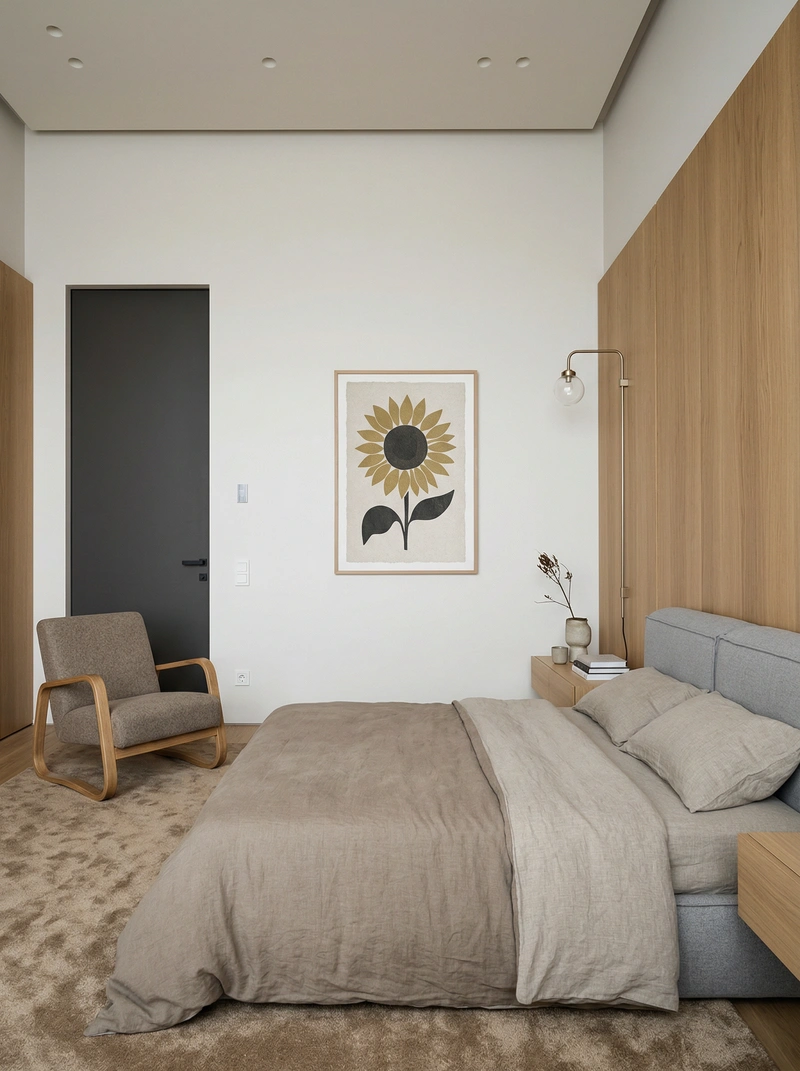 Дизайн спальни в стиле Japandi — фото интерьера от нейросети RoomGPT