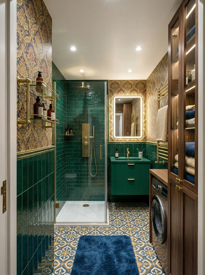 Дизайн ванной в стиле Британский — фото интерьера от нейросети RoomGPT