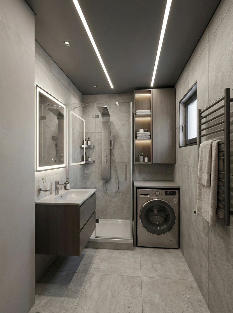 Дизайн ванной в стиле Контемпорари — фото интерьера от нейросети RoomGPT