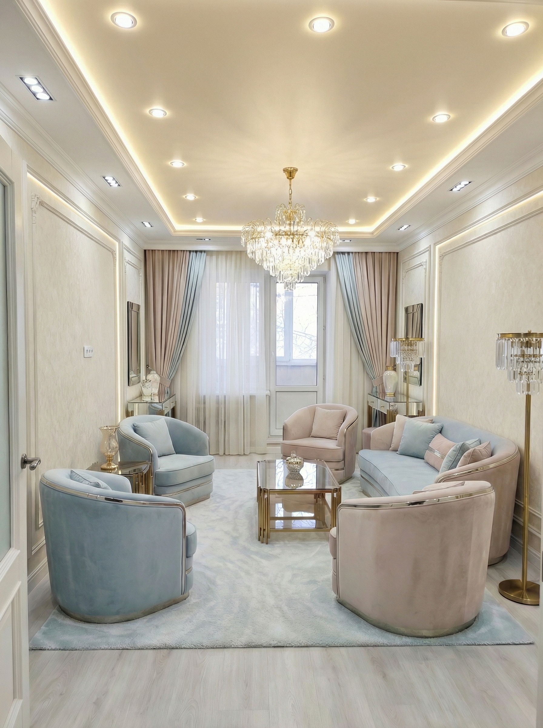 Дизайн гостиной в стиле Неоклассика — фото интерьера от нейросети RoomGPT