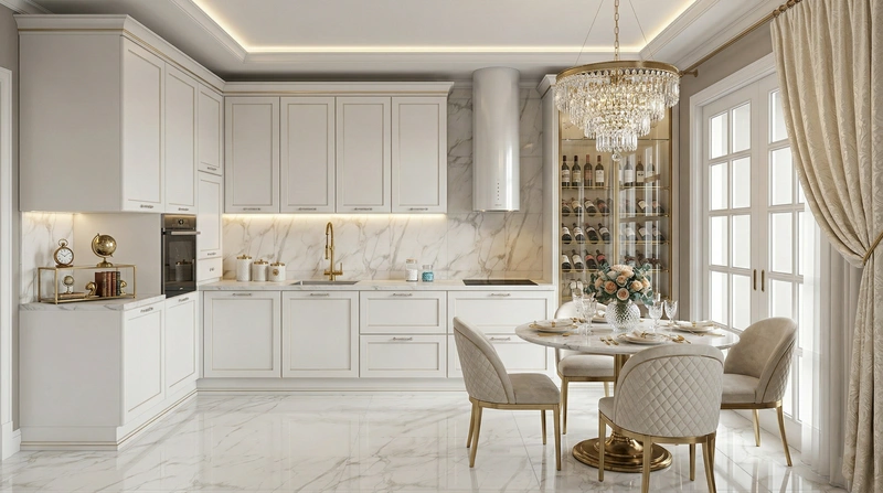 Дизайн интерьера в стиле Неоклассика — Кухня от нейросети RoomGPT