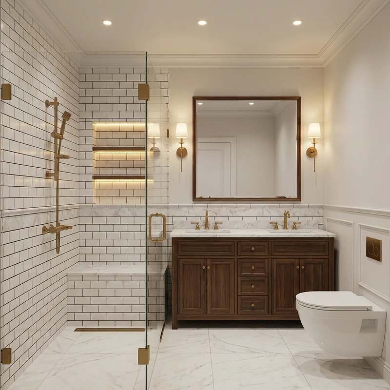 Дизайн интерьера в стиле Классика — Ванная от нейросети RoomGPT