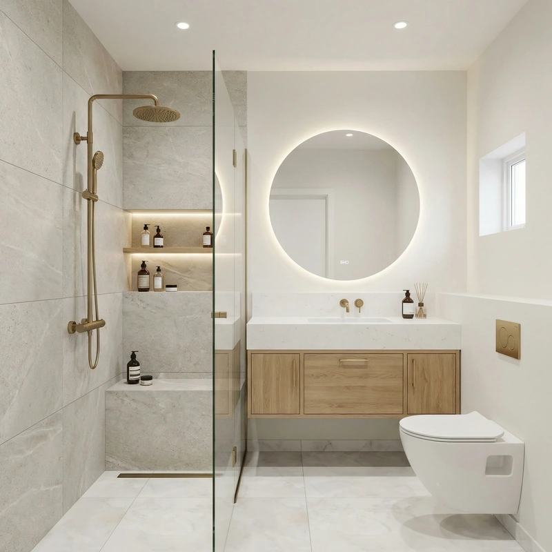 Дизайн интерьера в стиле Сканди — Ванная от нейросети RoomGPT