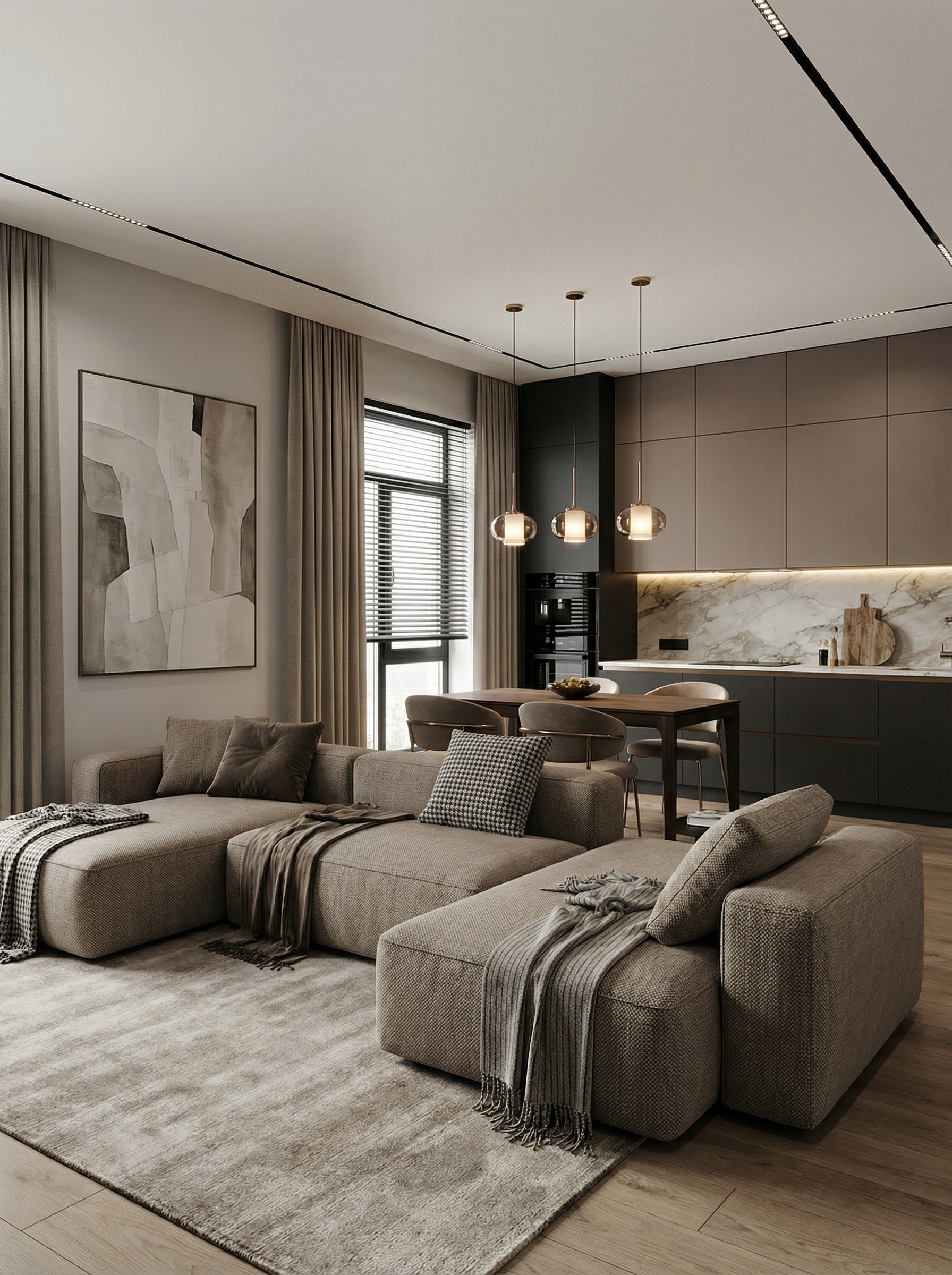 Дизайн гостиной в стиле Контемпорари — фото интерьера от нейросети RoomGPT