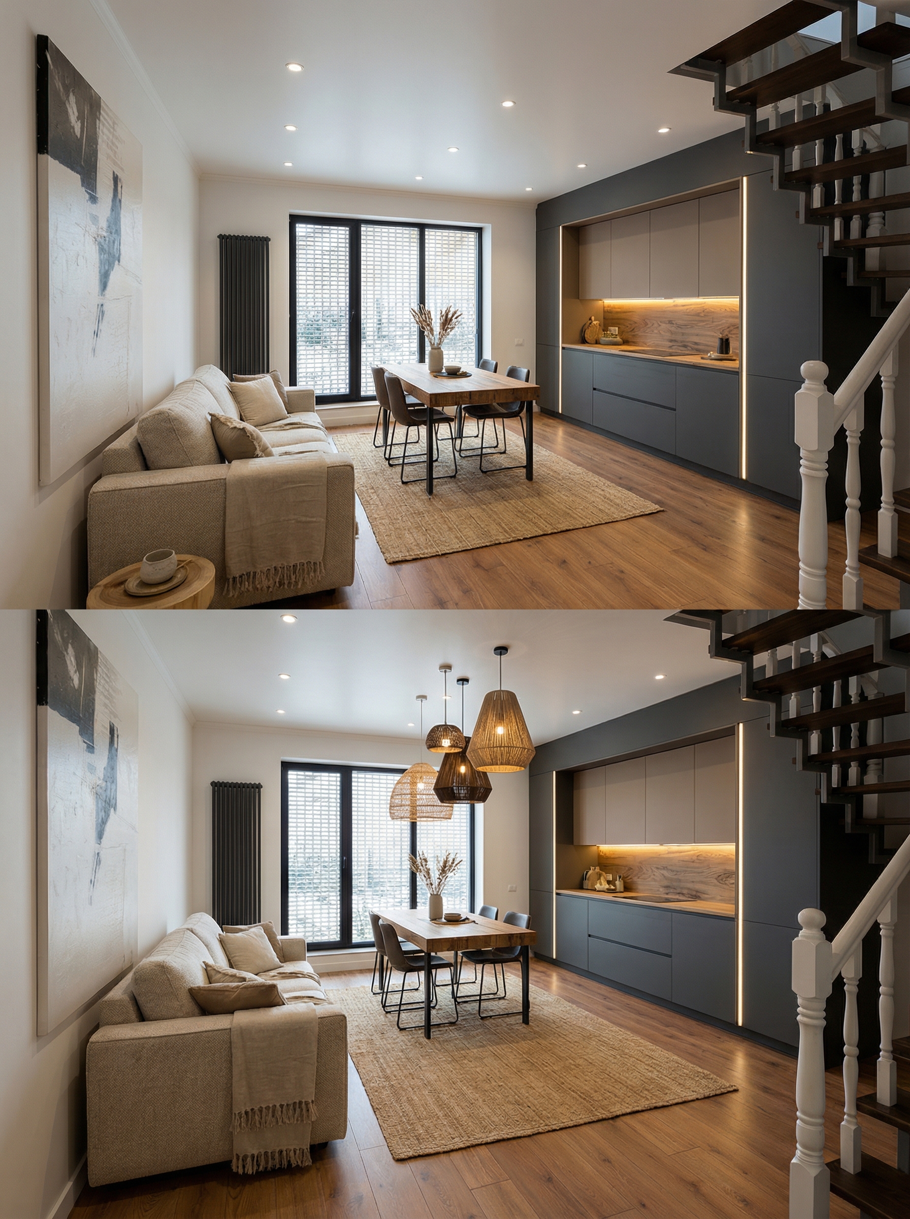 Дизайн гостиной в стиле Japandi — фото интерьера от нейросети RoomGPT