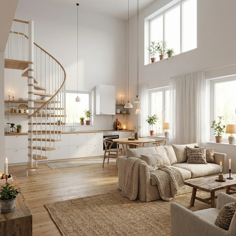 Дизайн интерьера в стиле Хюгге — Гостиная от нейросети RoomGPT