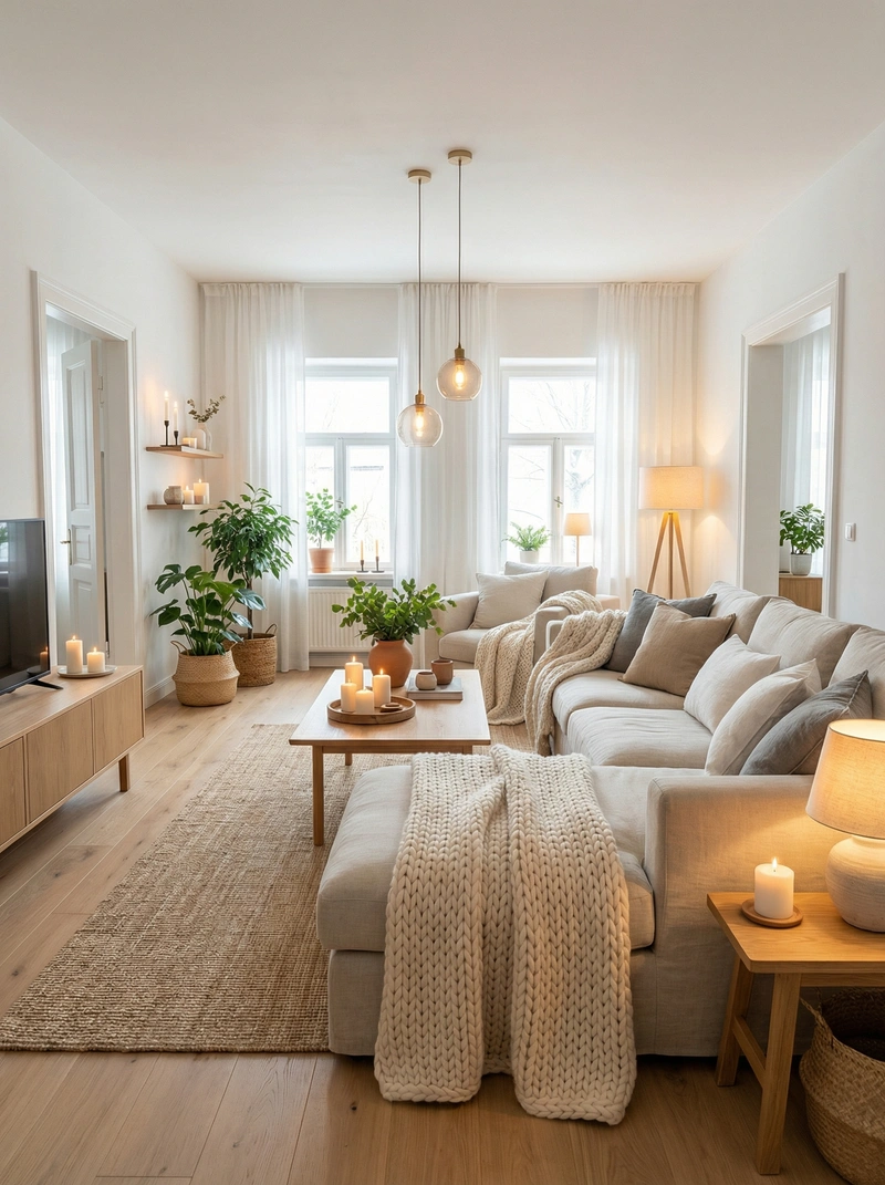 Дизайн интерьера в стиле Хюгге — Гостиная от нейросети RoomGPT