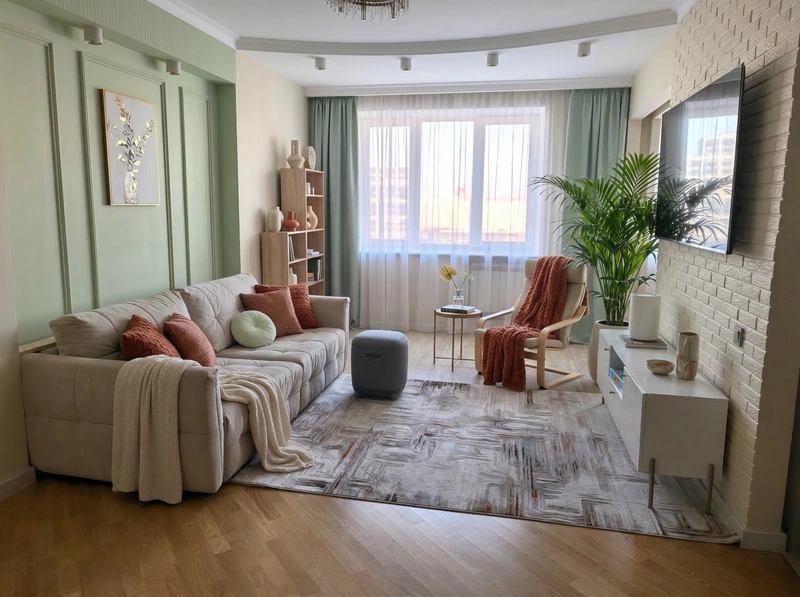 Дизайн гостиной в стиле Контемпорари — фото интерьера от нейросети RoomGPT