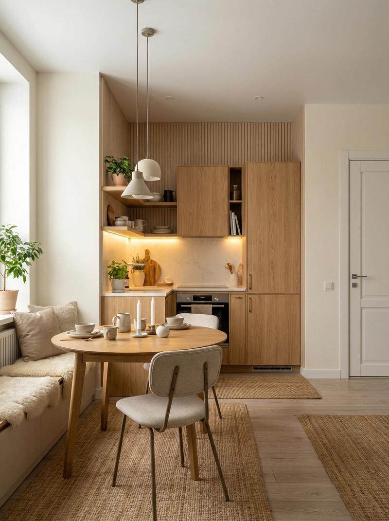 Дизайн интерьера в стиле Хюгге — Кухня от нейросети RoomGPT