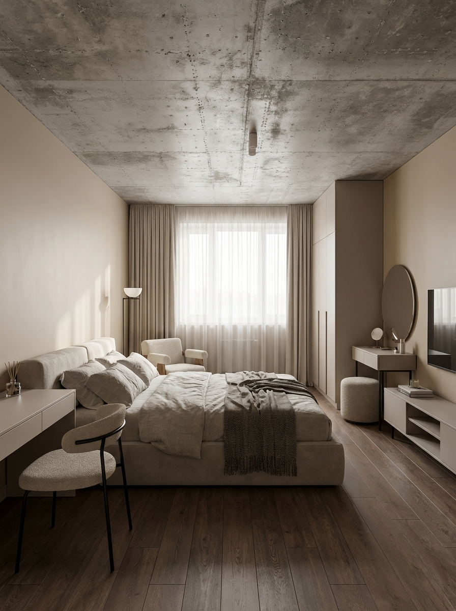 Дизайн спальни в стиле Минимализм — фото интерьера от нейросети RoomGPT