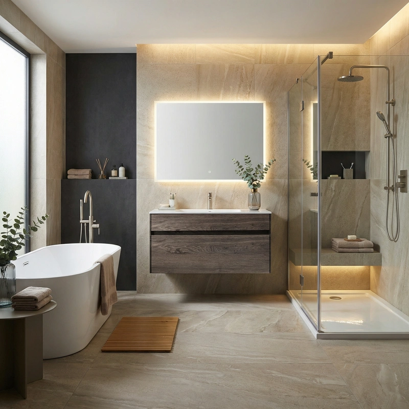 Дизайн интерьера в стиле Контемпорари — Ванная от нейросети RoomGPT