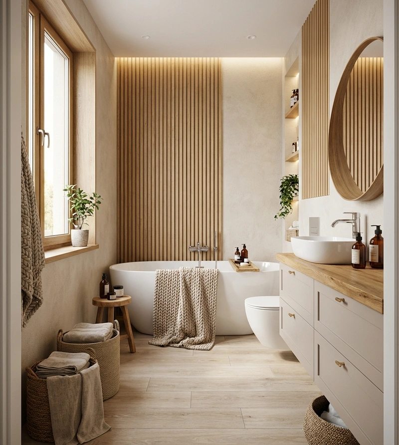 Дизайн интерьера в стиле Хюгге — Ванная от нейросети RoomGPT