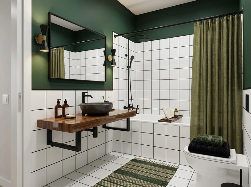 Дизайн интерьера в стиле Эклектика — Ванная от нейросети RoomGPT