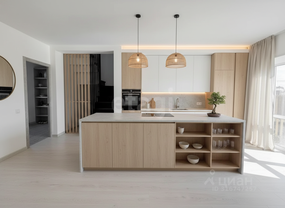 Дизайн кухни в стиле Japandi — фото интерьера от нейросети RoomGPT