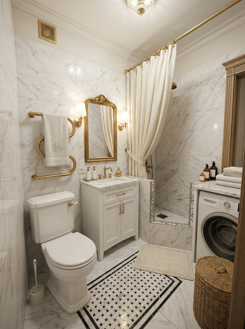 Дизайн интерьера в стиле Классика — Ванная от нейросети RoomGPT