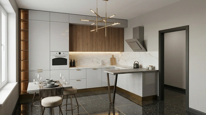 Дизайн кухни в стиле Минимализм — фото интерьера от нейросети RoomGPT