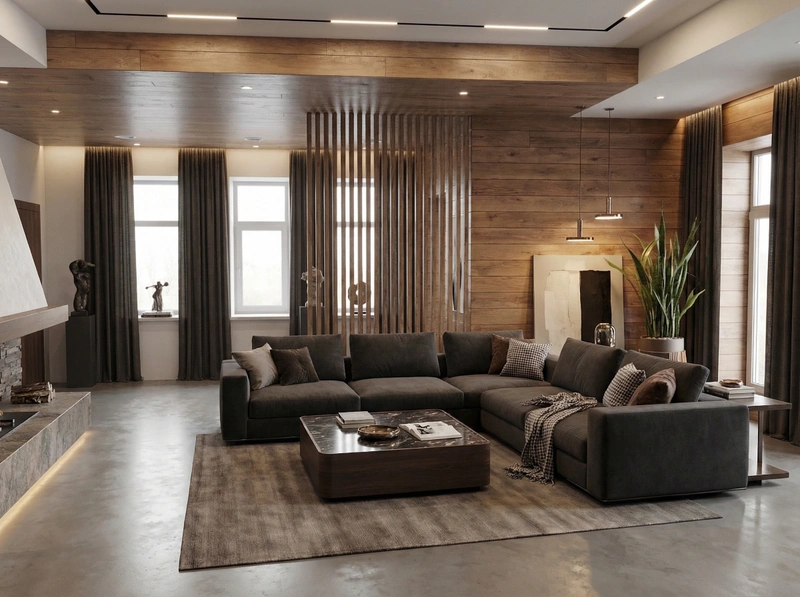 Дизайн интерьера в стиле Контемпорари — Гостиная от нейросети RoomGPT