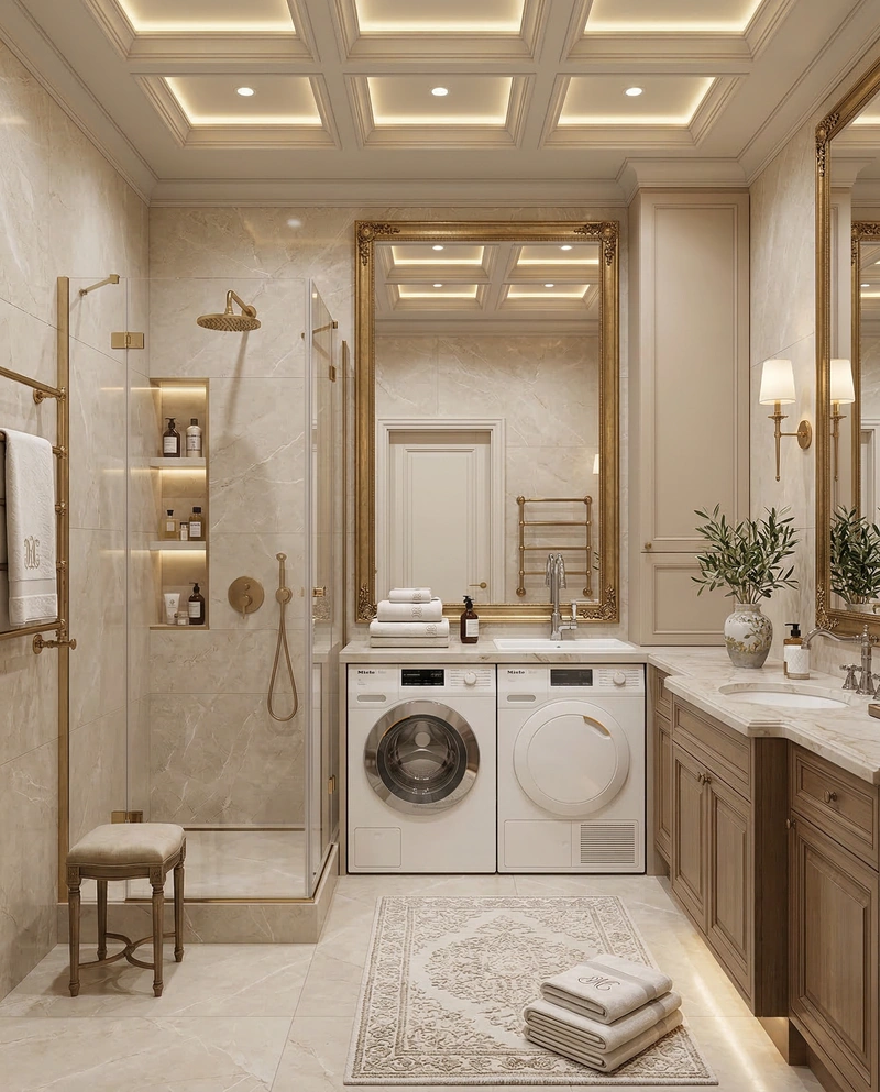 Дизайн ванной в стиле Классика — фото интерьера от нейросети RoomGPT