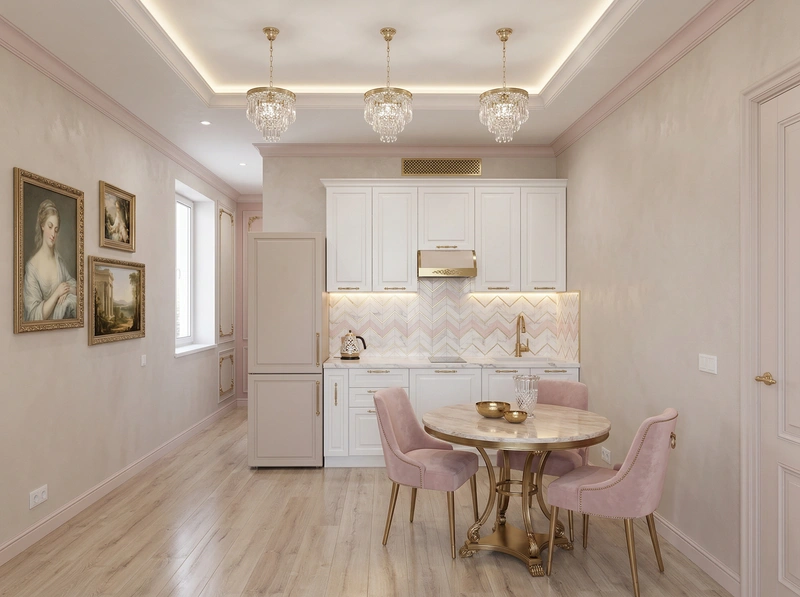 Дизайн интерьера в стиле Неоклассика — Кухня от нейросети RoomGPT