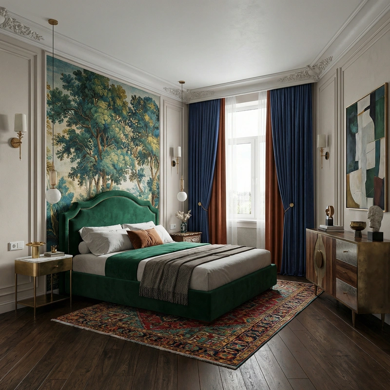 Дизайн интерьера в стиле Эклектика — Спальня от нейросети RoomGPT