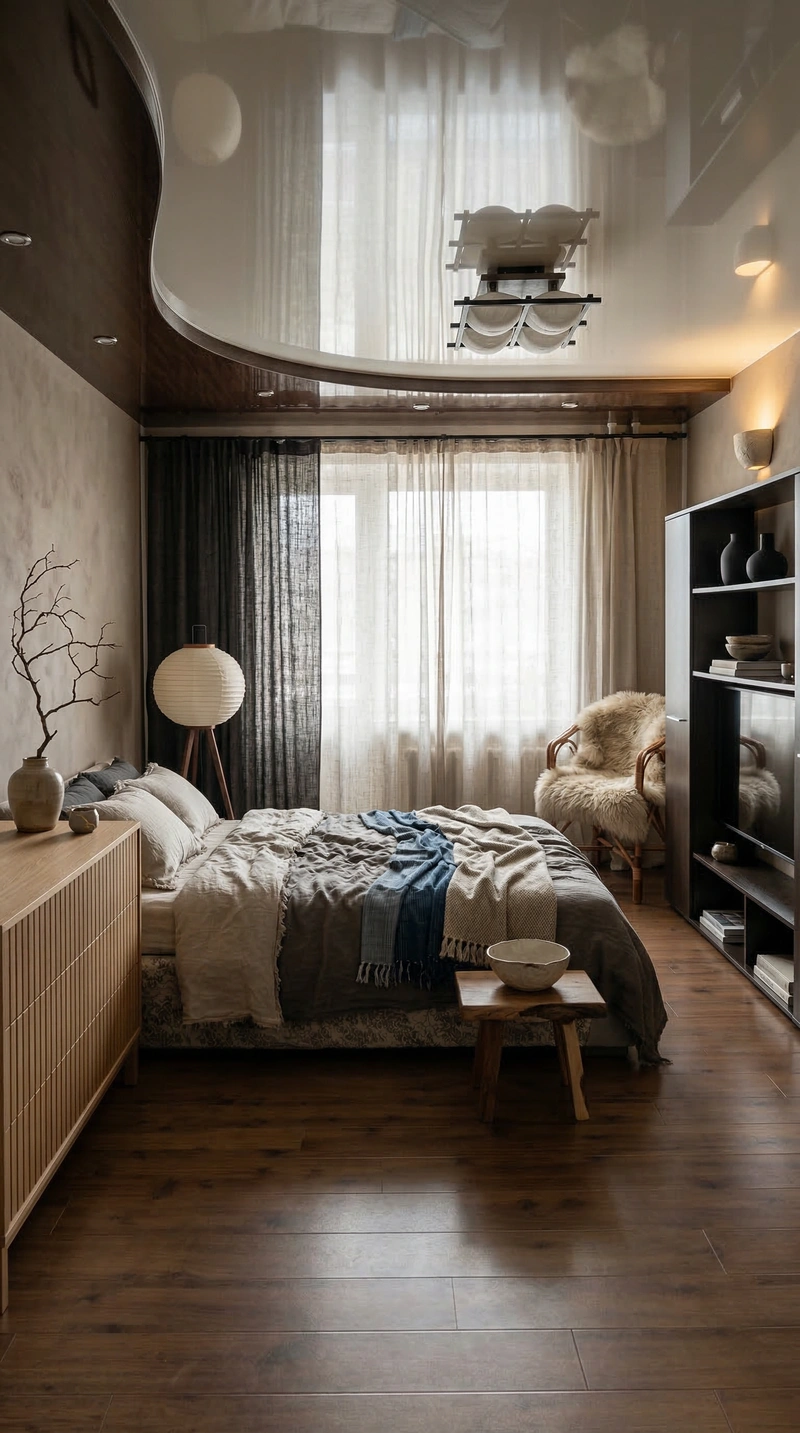 Дизайн спальни в стиле Japandi — фото интерьера от нейросети RoomGPT