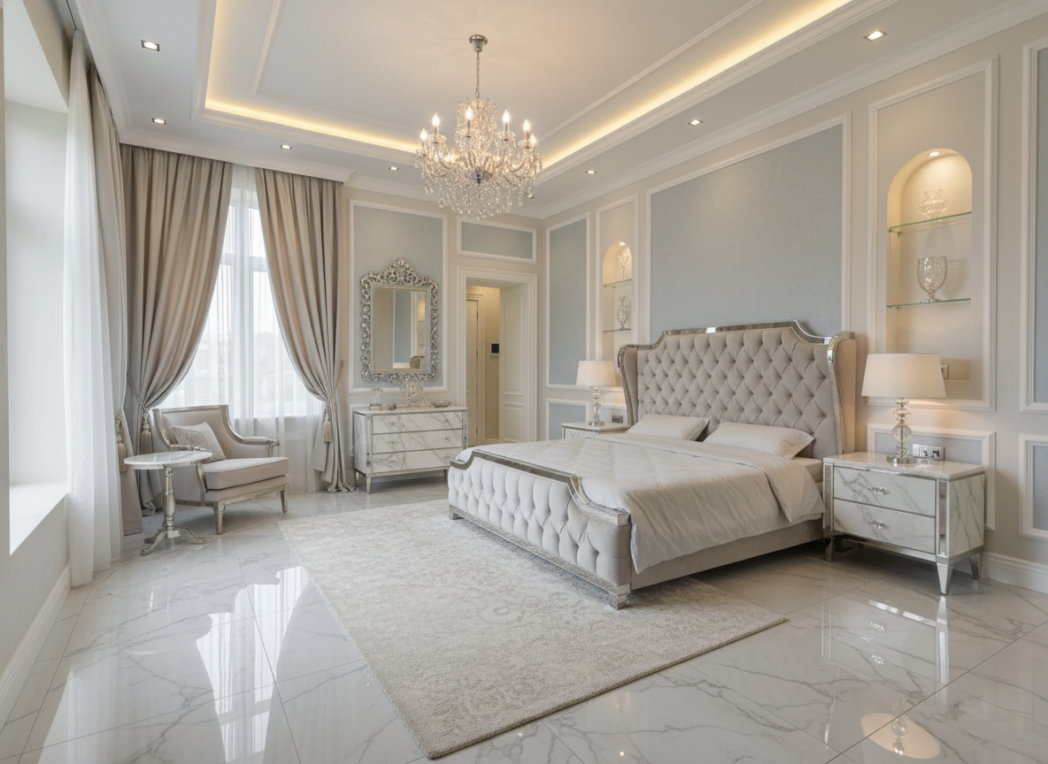 Дизайн спальни в стиле Классика — фото интерьера от нейросети RoomGPT