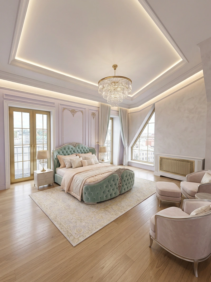 Дизайн интерьера в стиле Неоклассика — Спальня от нейросети RoomGPT