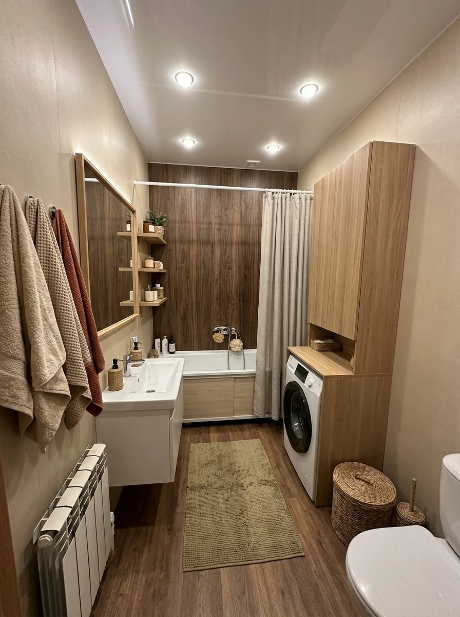 Дизайн ванной в стиле Хюгге — фото интерьера от нейросети RoomGPT