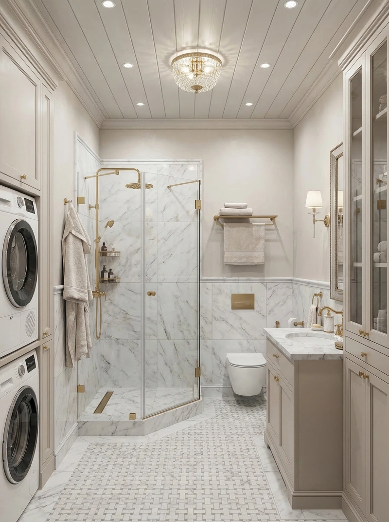 Дизайн ванной в стиле Классика — фото интерьера от нейросети RoomGPT