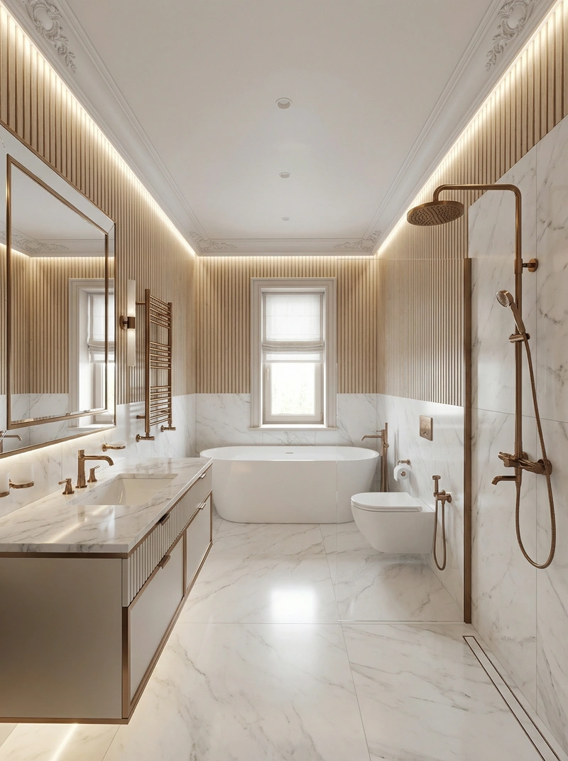 Дизайн интерьера в стиле Неоклассика — Ванная от нейросети RoomGPT