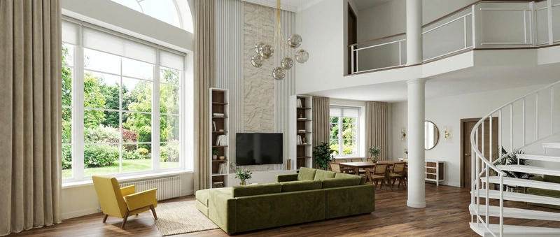 Дизайн гостиной в стиле Сканди — фото интерьера от нейросети RoomGPT