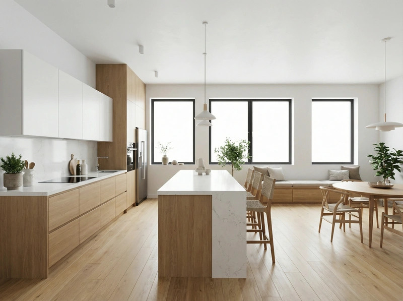 Дизайн интерьера в стиле Сканди — Кухня от нейросети RoomGPT