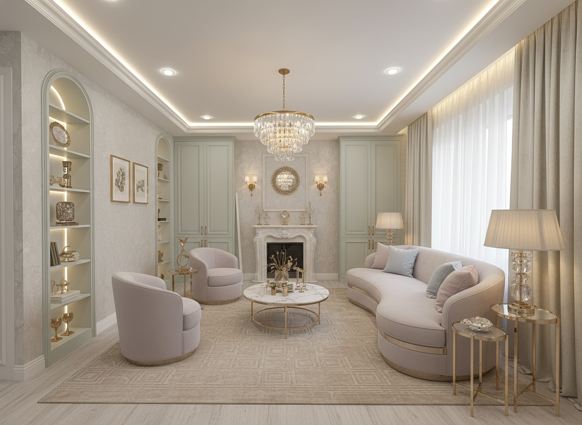 Дизайн гостиной в стиле Неоклассика — фото интерьера от нейросети RoomGPT